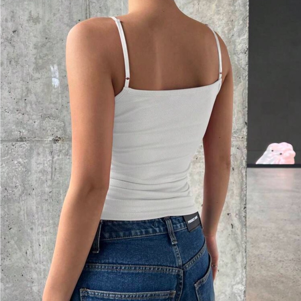 White Fitted Tank Top - Picture 2 of 6